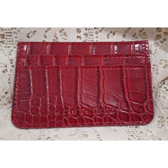 EUC B-Low The Belt Red Faux Croc Embossed Card Holder Wallet With Zipper - Picture 2 of 4